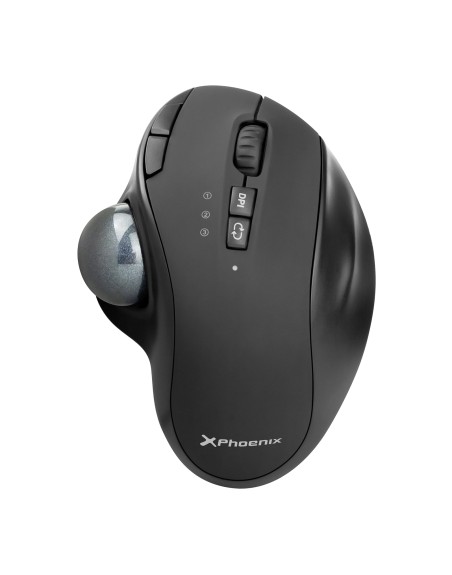Ratón inalambrico phoenix ergo t1 ergonomico trackball batería recargable multidispositivo