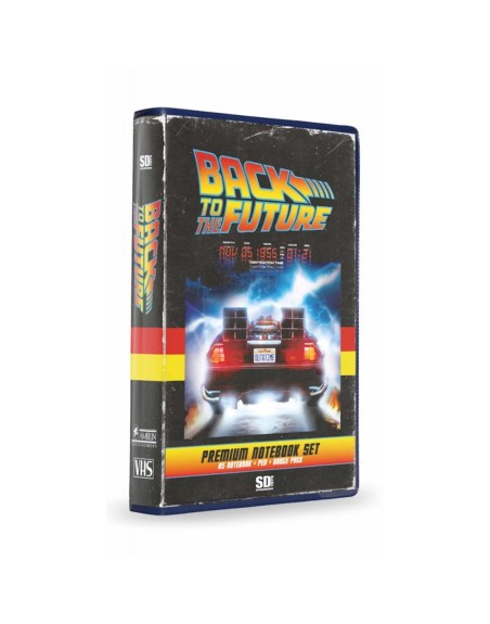 Set papeleria vhs sd toys regreso al futuro libreta chapas y boligrafo