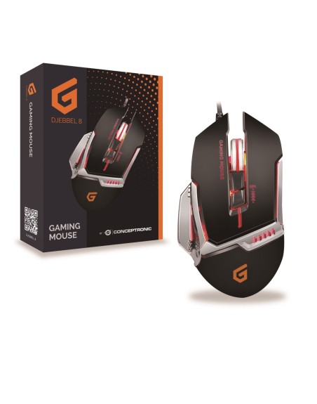 Mouse raton gaming conceptronic djebbel02b optico - usb - 4000dpi