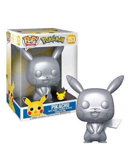 Funko pop jumbo pokemon s6 pikachu plateado efecto metalico 10 pulgadas edicion especial exclusivo 59873