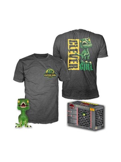 Pop & tee jurassic park clever raptor funko + camiseta talla l