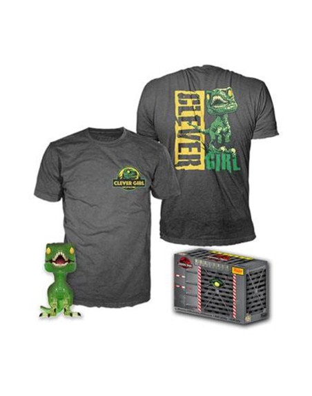 Pop & tee jurassic park clever raptor funko + camiseta talla l