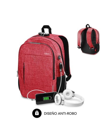 Mochila subblim urban lock backpack para portatil 16 pulgadas rojo