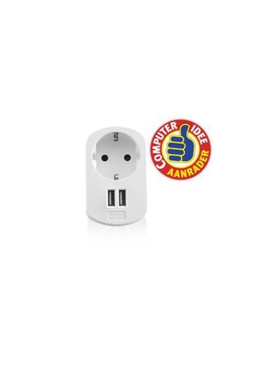 Cargador usb ewent 2 puertos - 155w - enchufe shuko blanco