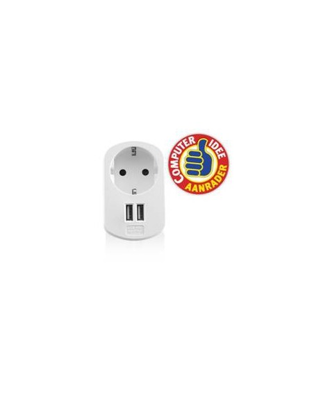 Cargador usb ewent 2 puertos - 155w - enchufe shuko blanco