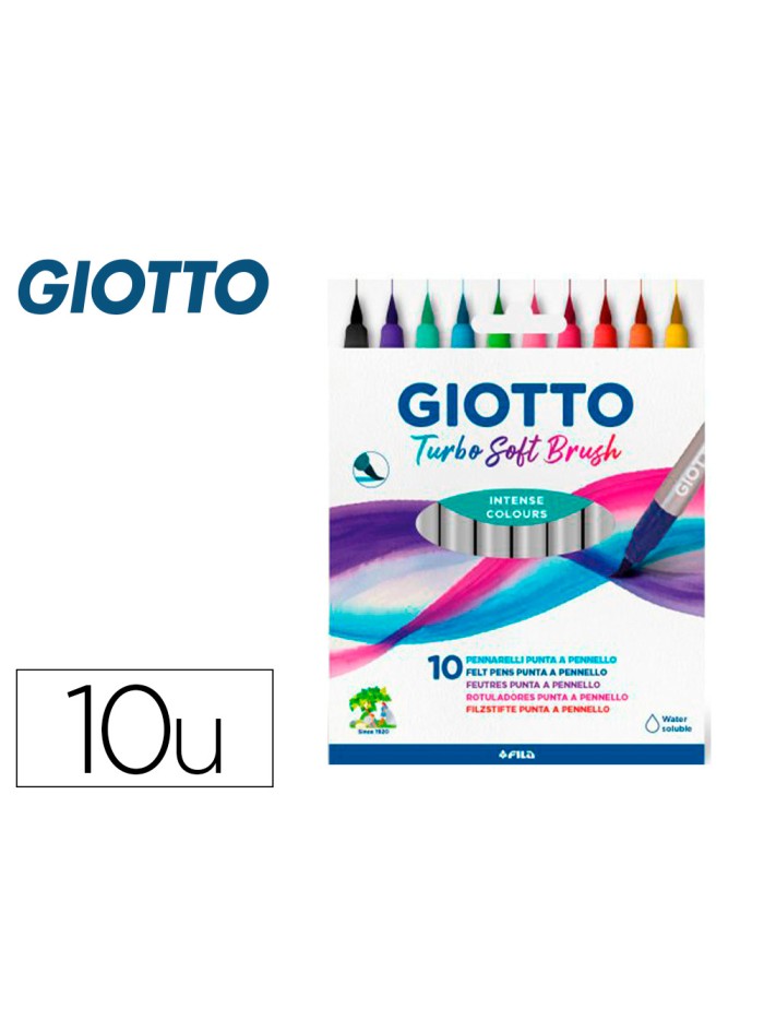 Rotulador giotto turbo soft brush punta de pincel caja de 10 unidades colores surtidos Rotulador giotto turbo soft brush punta de pincel caja de 10 unidades colores surtidos