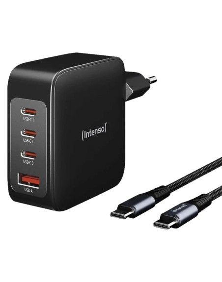 Cargador pared intenso gan w140a3c 3x usb tipo c 1x usb tipo a + cable usb tipo c