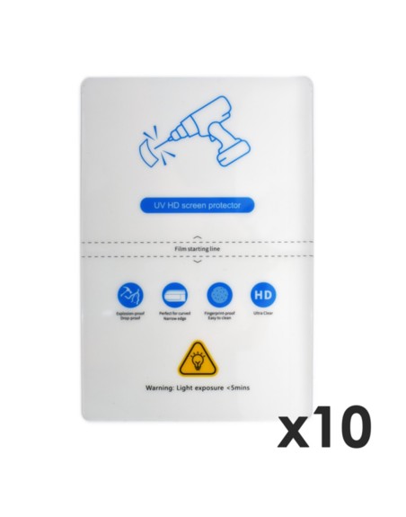 Laminas de fijacion qcharx hidrogel hd hibrida mediante ultravioleta uv pack 10 ud para qx1