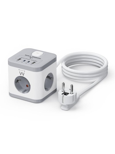 Regleta sobremesa ewent ew3863 3x schuko - 2x usb tipo a - 2x usb tipo b