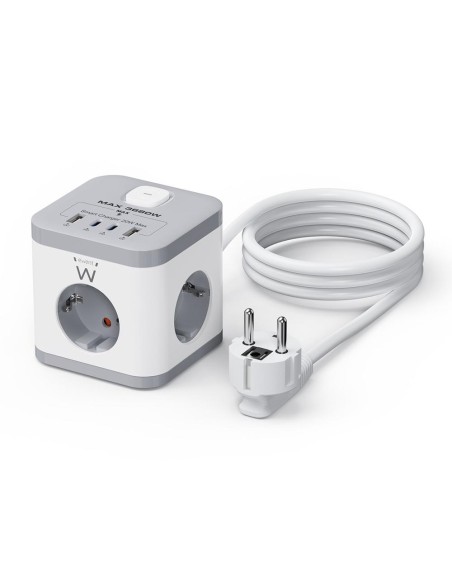 Regleta sobremesa ewent ew3863 3x schuko - 2x usb tipo a - 2x usb tipo b