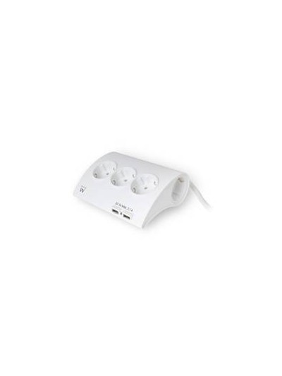 Regleta de escritorio ewent 5 tomas de corriente - 2 puertos usb - blanco
