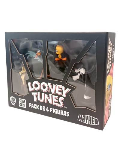 Juego de mesa looney tunes mayhem pack de 4 figuras pegi 10