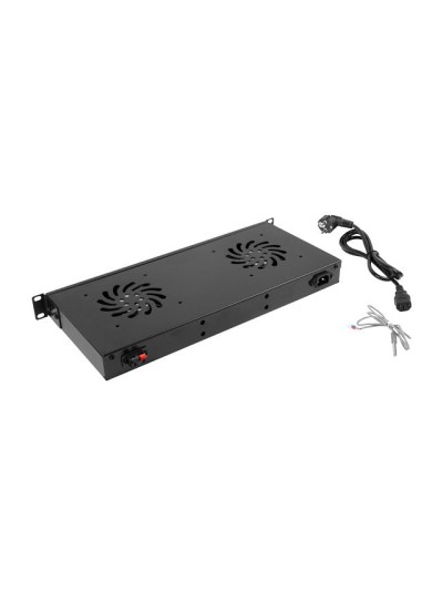 Panel ventilacion lanberg lcd 2 ventiladores termostato 230v 1u rack 19 negro