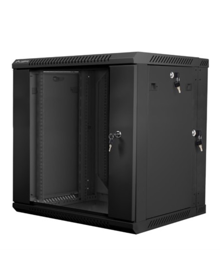 Armario lanberg mural doble seccion rack 19 pulgadas 12u - 600x600 negro