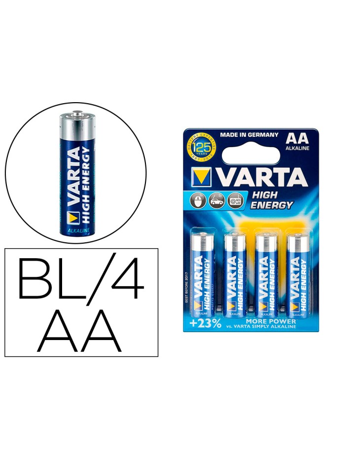 Pila varta alcalina longlife power aa tipo lr-06 blister de 4 unidades Pila varta alcalina longlife power aa tipo lr-06 blister de 4 unidades
