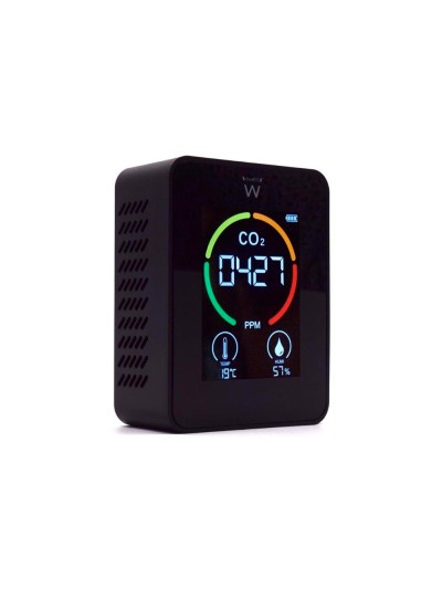 Medidor de co2 ewent pantalla led color detector calidad aire con indicador de temperatura y humedad usb-c
