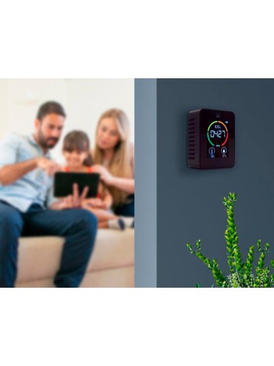 Medidor de co2 ewent pantalla led color detector calidad aire con indicador de temperatura y humedad usb-c