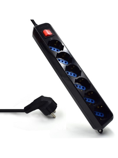 Regleta ewent 6 tomas shucko interruptor y enchufe negro