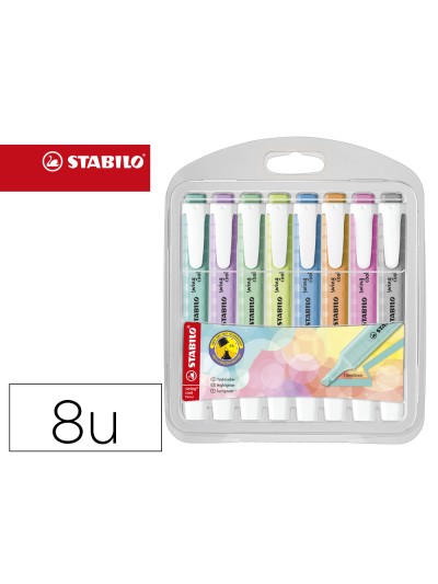 Rotulador stabilo fluorescente fino swing cool pastel estuche de 8 unidades colores surtidos
