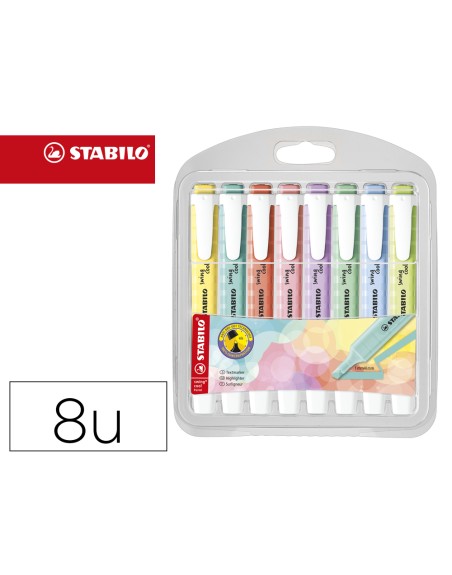 Rotulador stabilo fluorescente fino swing cool pastel estuche de 8 unidades colores surtidos