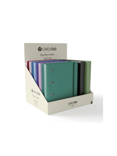 Carpeta carchivo 360 style+soft 4 anillas 20 mm pp rigido foam a4 con gomilla expositor de 10 unidades