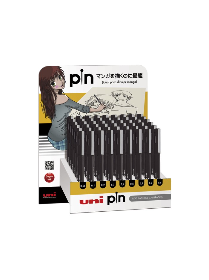 Expositor rotulador uniball pin calibrado micrometrico color negro expositor de 54 unidades surtidas Expositor rotulador uniball pin calibrado micrometrico color negro expositor de 54 unidades surtidas