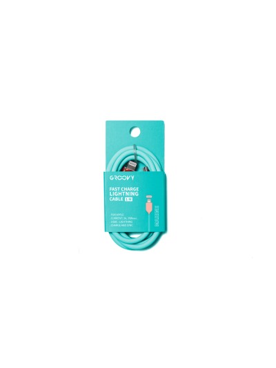Cable groovy tipo c a apple lightning carga rapida longitud 1 mt color azul turquesa