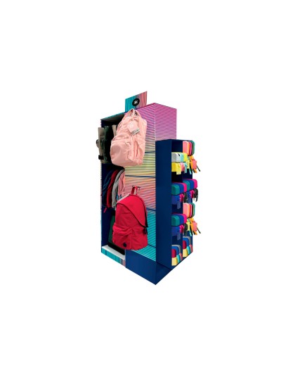 Mochila y estuche portatodo antartik expositor de suelo carton con 46 unidades surtidas 30x150x90 cm