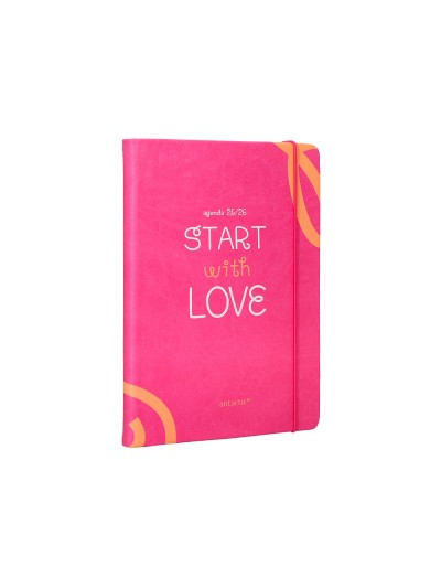 Agenda escolar antartik 25-26 encuadernada go! simil piel fucsia semana vista a5 bilingüe papel fsc 80 gr