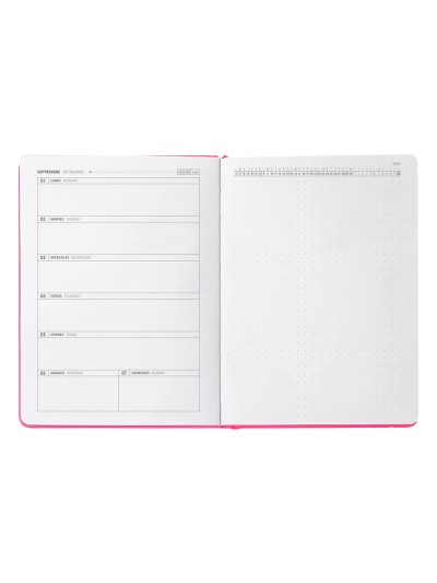 Agenda escolar antartik 25-26 encuadernada go! simil piel fucsia semana vista a5 bilingüe papel fsc 80 gr