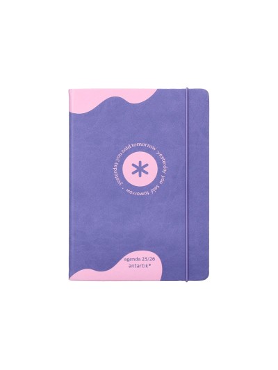 Agenda escolar antartik 25-26 encuadernada go! simil piel morado semana vista a5 bilingüe papel fsc 80 gr