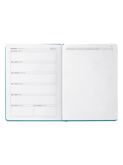 Agenda escolar antartik 25-26 encuadernada go! simil piel verde semana vista a5 bilingüe papel fsc 80 gr