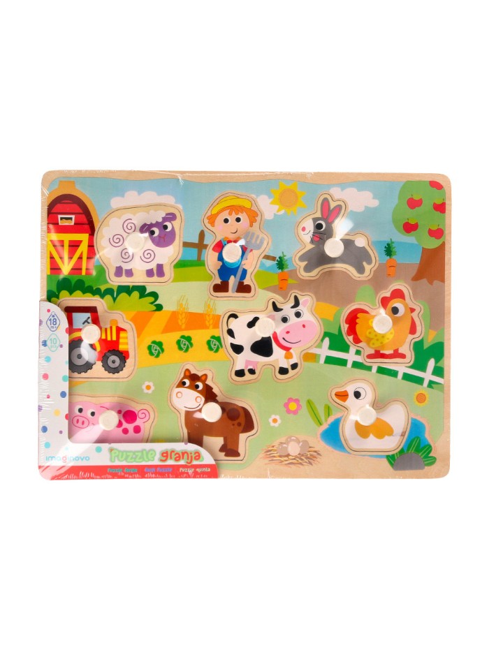 Puzle infantil imaginovo madera granja +18 meses 9 piezas 30x22,5x1,5cm Puzle infantil imaginovo madera granja +18 meses 9 piezas 30x22,5x1,5cm