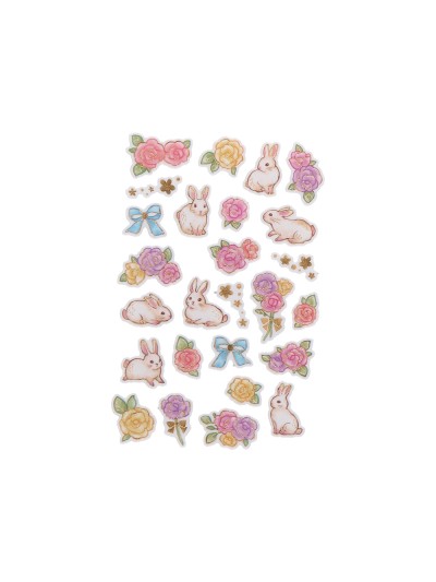 Pegatinas imaginovo flores y conejos de papel 190x104 mm en blister