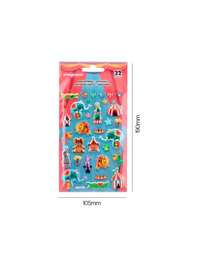 Pegatinas imaginovo kids circo goma eva 190x105 mm en blister