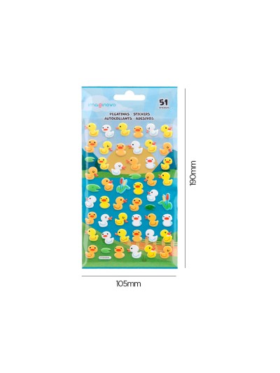 Pegatinas imaginovo cute animales patos con relieve 190x105 mm en blister