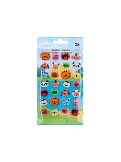 Pegatinas imaginovo cute animales salvajes caras con relieve 190x105 mm en blister