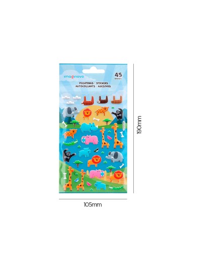 Pegatinas imaginovo cute animales safari con relieve 190x105 mm en blister