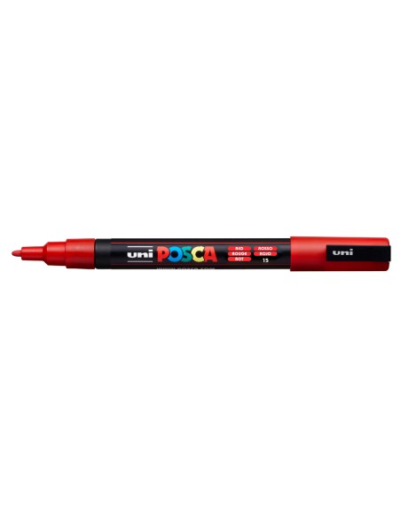 Rotulador uni posca pc-3m marcador de pintura punta conica 0,9-1,3 mm rojo