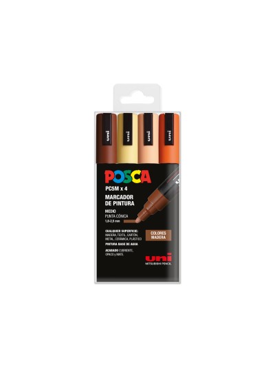 Rotulador uni posca pc-5m/4c estuche de 4 unidades colores madera surtidos
