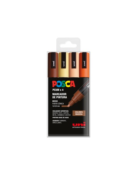 Rotulador uni posca pc-5m/4c estuche de 4 unidades colores madera surtidos