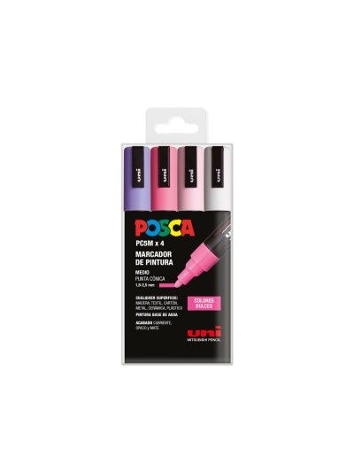 Rotulador uni posca pc-5m/4c estuche de 4 unidades colores dulces surtidos