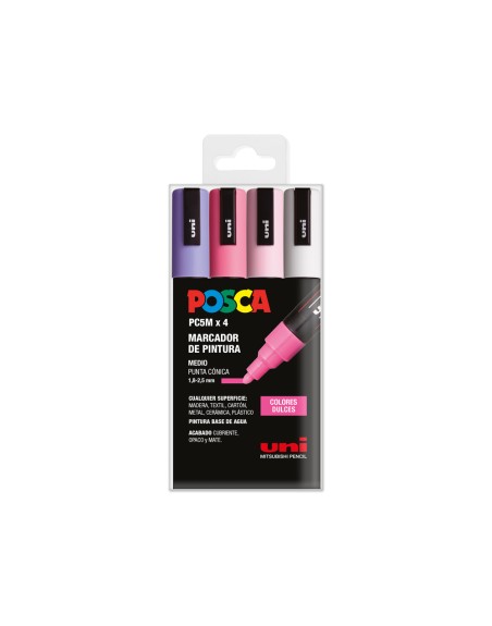 Rotulador uni posca pc-5m/4c estuche de 4 unidades colores dulces surtidos