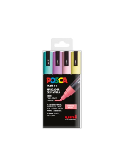Rotulador uni posca pc-5m/4c estuche de 4 unidades colores pastel surtidos