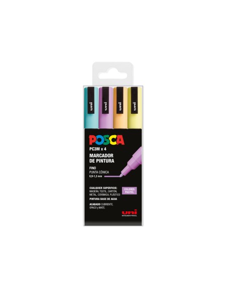 Rotulador uni posca pc-3m/4c estuche de 4 unidades colores pastel surtidos