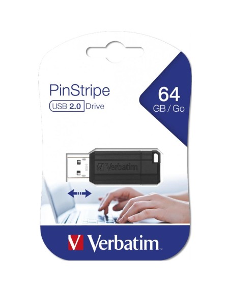 Memoria usb 2.0 verbatim pinstripe 64gb negro