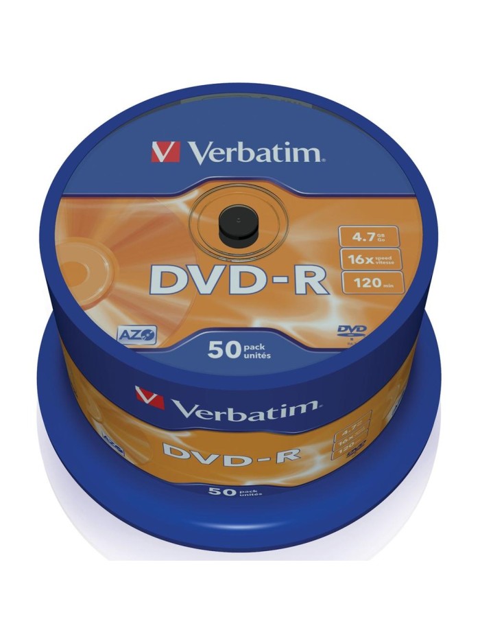 Verbatim dvd - r 4.7gb 16x tarrina 50 unidades advanced azo Verbatim dvd - r 4.7gb 16x tarrina 50 unidades advanced azo