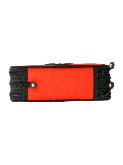 Plumier escolar antartik triple cremallera color rojo 36 piezas