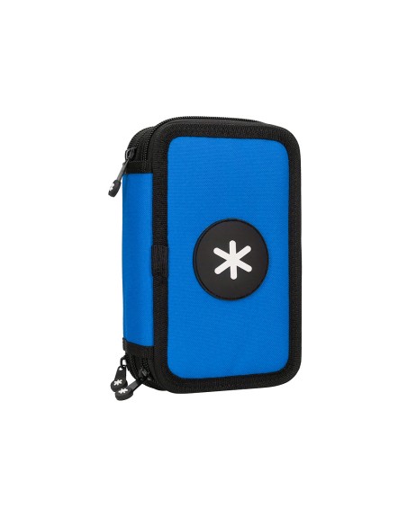 Plumier escolar antartik triple cremallera color azul 36 piezas