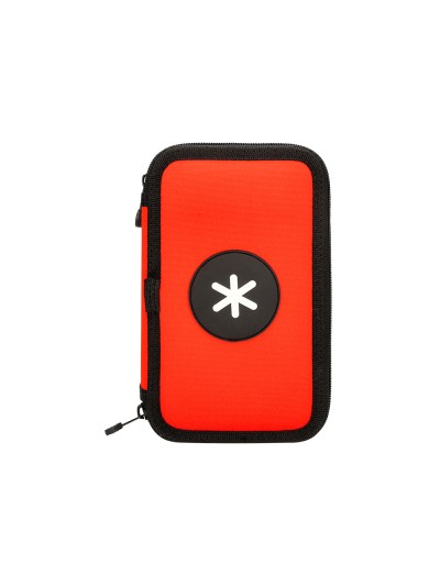 Plumier escolar antartik doble cremallera color rojo 28 piezas